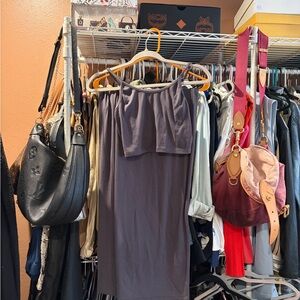 Blue sleeveless top and skirt set